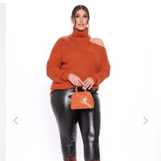 Plus Size Open Shoulder Sweater. Dress Up Or Down. Purchased Too Large. Company Doesn’t Accept Exchanges. Orange Sweater, Long Knit Cardigan, Sweater Oversize, Fashion Nova Models, Fashion Nova Jeans, Crop Top Sweater, Long Sleeve Turtleneck, Womens Loungewear, Printed Sweater