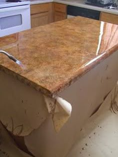 a kitchen counter that has been covered in dirt