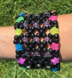 Bracelets With Large Beads, Glow In The Dark Stars, Dark Stars, Pony Bead Bracelets, Pony Bead Crafts