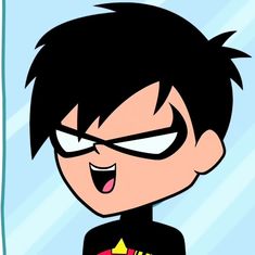 a cartoon character with black hair and glasses