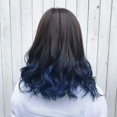 Blue And Black Hair, Blue Tips Hair, Blue Hair Color Ideas, Blue Hair Highlights, Blue Hair Color, Blue Ombre Hair, Dark Blue Hair, Hair Color Underneath