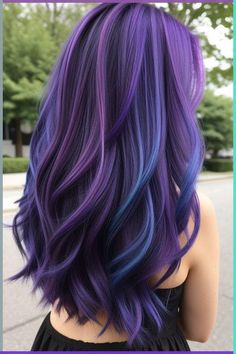 This Pin was created by Sandi Monzon on Pinterest. Braiding hair ideas Colored Hair Styles Ideas, Winter Wonderland Hair Color, Winter Purple Hair, Vivid Blue Hair, Blueish Purple Hair, Purple And Blue Hair Color Ideas, Cute Hairstyles Prom, Fantasy Hair Color Ideas, Blue And Violet Hair