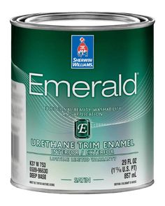 a can of white paint with the words emerald on it