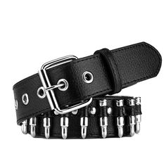 PRICES MAY VARY. DURABLE MATERIAL: The belt is made of imitation leather, eco-friendly and health, waterproof surface, shiny, soft texture, wear resistance and toughness. DESIGN: Metal bullet rivet studs decorative waist belt, continuous metal eyes, adjustable length, beautiful appearance, punk and fashion. APPLICATION: The belt can fix jeans, suitable for matching your ripped jeans, shorts, leather pants, etc. Length: 110cm/43.31inches. IDEAL GIFT: The stylish and modern belt is ideal gift for Bullet Belt, Womens Belts Fashion, Alternative Jewelry, Belt Fashion, Style Rock, Leather Belts Men, Studded Belt, Estilo Punk, Faux Leather Belts