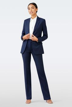 Navy Suit Women, Blue Suit Women, Womens Navy Suit, Navy Blazer Women, Navy Blue Office, Gray Suits, Suits Black, Formal Fashion Women, Dark Blue Suit