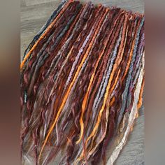 Set Of 66pcs (40 Se/ 26 De ((4pcs Loose Wavy))) Approx 21-25" Long Synthetic Handmade By Me A Mix Of Reds/Auburns/Greys/Silver/Dark Ashe/Burgundys/Pops Of Light Grey/Silver Bronze Hair Accessory Included With Purchase Of Set Dreads Color, Colored Dreads, Red Dreads, Bohemian Hair Accessories, Dread Accessories, Bohemian Hair, Bronze Hair, Wig Ideas, Dread Extensions