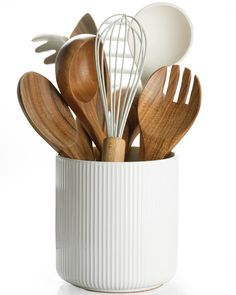 PRICES MAY VARY. [Elegant Kitchen Utensil Holder] Designed with ridged lines on the surface, this utensil holder looks just modern & elegant standing on your kitchen counter, fits into your kitchen well [Smaller Choice Utensil Holder] With a 5.2” width and 5.6” height, 5 to 10 pieces of common utensils can easily go into it, make utensils organized and easy to find, give you a neat and tidy kitchen [Cork Mat at the Bottom] A non-slip cork mat attached at the bottom, protects your kitchen surface Cooking Utensil Organization, Cork Mat, Cooking Utensil Holder, Kitchen Countertop Decor, Ceramic Utensil Holder, Kitchen Clean, Kitchen Decor Apartment, Organization Products, Kitchen Counter Decor