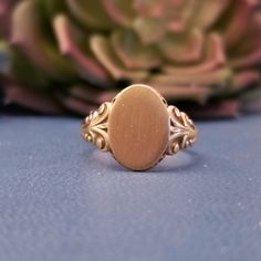 Beautiful oval signet ring in a Victorian revival style with filigree flourish design. This ring is unisex and would great on anyone! The ring can be taken to a local jeweler and monogramed.  Metal: 10k yellow gold Measurements: Center measures 14.48 x 10.15mm  Ring Size: 10 (Can be resized by a jeweler)  Time Period: Mid Century Victorian Signet Ring, Antique Oval Signet Ring With Polished Finish, Vintage Oval Signet Ring In 14k Gold, Vintage Oval 14k Gold Signet Ring, Formal Oval Engraved Filigree Ring, Victorian Engraved Oval Ring, Victorian Oval Engraved Ring, Vintage Oval Signet Ring With Engraving Option, Victorian Oval Signet Ring With Polished Finish