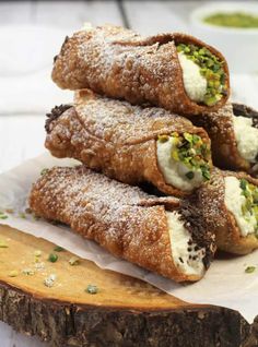 the recipe for sicilian cannoli with ricotta filling is shown in this image