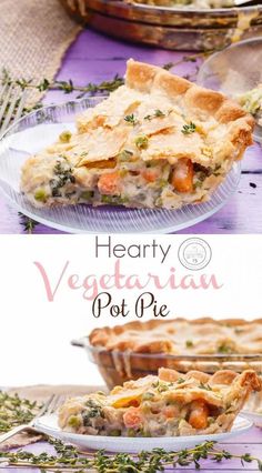 hearty vegetarian pot pie on a plate