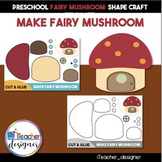 a mushroom shaped craft kit with the words make fairy mushrooms on it and an image of a