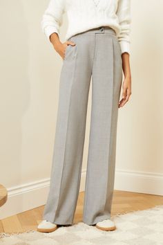 Love & Roses Grey Tab High Waist Wide Leg Tailored Trousers Smart Casual Trousers Women, Womens Wide Leg Pants Outfit, Tailored Trousers Women, Tailored Trousers Outfit, Formal Trousers Women, Tailored Pants Women, Teaching Clothes, Formal Pants Women