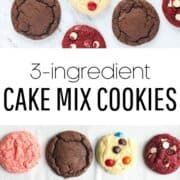 three ingredient cake mix cookies on a white background