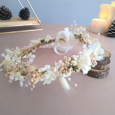 White Dried Flower Crown Boho Crown Romantic - Etsy Boho Wedding Crown, Baby Breath Flower Crown, Dried Flower Crown, Boho Crown, Baby Wreath, Boho Flower Crown, Baby Crown, Baby Event, Wedding Wreath