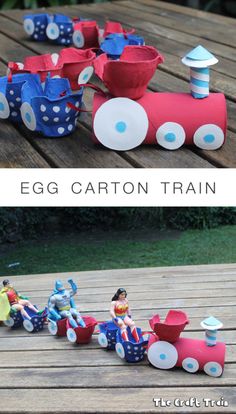 an egg carton train made out of paper