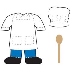 the paper doll is wearing a chef's outfit