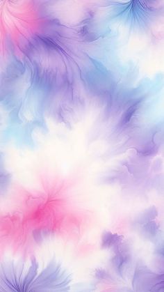 an abstract painting with pink, blue and white colors in the background that looks like feathers