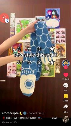 someone is holding up their socks with pictures on it and the caption reads, let's style this scarf