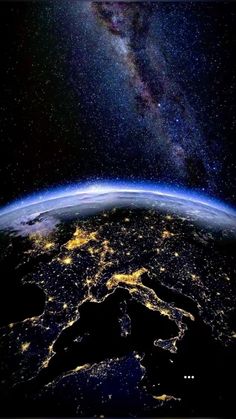 the earth is seen from space at night