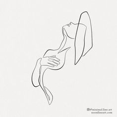 a line drawing of a woman's face with her hands on her chest and head above her body