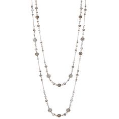 PRICES MAY VARY. Stylish Design: This intricately detailed black chain necklace is skillfully strung with sparkling crystals and lustrous pearls, adorned with silver metal flower accents, blending elegance, vintage charm, and sophistication Excellent quality: This beaded necklace necklace is made of crystals, pearls and high quality alloy. Each bead is carefully selected for superior quality and luster. The silver chain is precision crafted and durable for long-lasting wear Easy to Pair: Owning Silver Long Necklace With Beaded Chain, Silver Polished Beaded Long Necklace, Elegant Black Sterling Silver Beaded Necklaces, Vintage Silver Beaded Long Necklace, Handmade Black Crystal Long Necklace, Black Chain Necklace, Black Beaded Necklace, Flower Costume, Long Silver Necklace