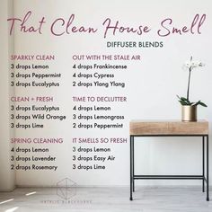 Clean House Smell, Essential Oil Diffuser Blends Recipes, Essential Oil Diffuser Recipes, Oil Diffuser Recipes, Essential Oil Blends Recipes, Essential Oil Mixes, Living Essentials Oils, Diffuser Recipes, Essential Oil Diffuser Blends