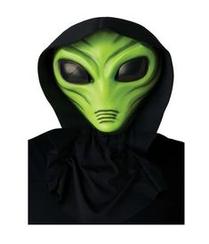 How did we end up at area 51? You'll look out of this world in this green light up alien mask with an attached black hood. This mask can glow, flash slow or strobe flash. Mask comes with a 36” black cord for easy pocket storage. (2) AA batteries included. The glow setting works best in low light settings. Costume robe and other accessories not included. Other alien and horror costumes and accessories are sold separately on our page – subject to availability. One size fits most teens and adults. Scary Alien Costume, Flash Mask, Alien Mask, Horror Costumes, Diy Paper Mache, Scary Alien, Horror Costume, California Costumes, Alien Costume