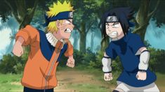 naruto and sashirt running in the woods