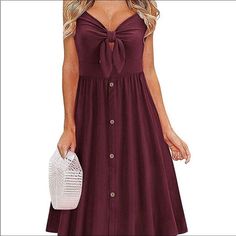 This Is A Cute Red/Burgundy/Maroon Dress With A Functional And Adjustable Tie Front, Decorative Button Accents And Adjustable Straps. New Without Tags! Sundress Outfit, Spaghetti Strap Summer Dress, Floral Pattern Dress, Outfit Red, Summer Sundress, Printed Summer Dresses, Floral Sundress, Versatile Dresses, Dope Outfits