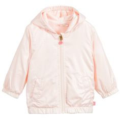 BILLIEBLUSH Baby Girls Pale Pink Fold-Away Jacket Cat Motif, Baby Coat, Padded Jacket