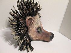 Hedgehog mask, woodland, Animal costume Mask, hand painted, masquerade mask, Forest creature mask, Wearable art, Wildlife mask Halloween Animal Mask, Painted Masquerade Mask, Hedgehog Mask, Woodland Animal Costumes, Yaelokre Oc, Mask Forest, Forest Mask, Possum Art, Hedgehog Costume