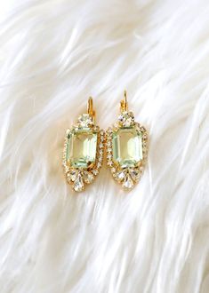 Mint Crystal Earrings, Bridal Light Green Crystal Earrings, Sage Green Earrings, Gift For Her, Gift For Her, Mint Drop Crystal Earrings Dazzling lever back Cluster Crystal earrings feature Emerald and pear shape cut crystals set on secure prong settings.  The perfect shade for cocktail parties or to add a touch of color to your wedding ensemble Details :  ♥ Materials- Gold Plated Over Brass, Top quality Austrian Crystals. ♥ Choose your style of plating at checkout  ♥ U.S packages shipped via USP Sage Green Jewelry, Light Green Jewelry, Mint Green Accessories, Sage Earrings, Sage Green Earrings, Mint Crystal, Light Green Earrings, Gold Jewelry Prom, Accessories 2023