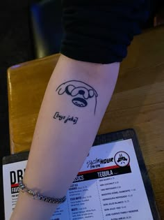 Adventure Time Simple Tattoo, Jake Adventure Time Tattoo, Jake Tattoo, Jake Adventure Time, Adventure Time Tattoo, Cyberpunk Tattoo, Funky Tattoos