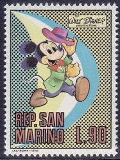 a stamp with an image of mickey mouse on it