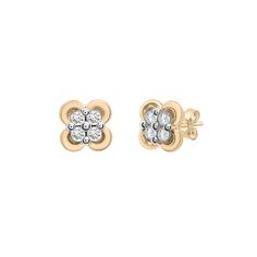 It's your lucky day to style without compromise with this pair of diamond clover stud earrings. Each earring features four round brilliant cut diamonds in scintillating 14K yellow gold. Empowering women to shine bright inside and out, Laure by Aurate is a Helzberg Diamonds exclusive collaboration with female-founded Aurate New York. From ethically sourced diamonds and conflict-free recycled gold, each piece of jewelry is crafted with refined femininity and crystal-clear conscience. Style like yo Clear Conscience, Helzberg Diamonds, Life Is Too Short, Lucky Day, Empowering Women, Flower Tops, Recycled Gold, Stone Cuts, Round Brilliant Cut Diamond