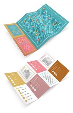 the folded brochure is designed to look like a map