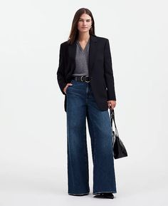 Wide Sweep Denim Trousers | Madewell Chic Full-length Denim Blue Jeans, Chic Medium Wash Full-length Jeans, Chic Medium Wash Full Length Jeans, Trendy Tapered Leg Jeans For Fall, Chic Full-length Jeans With Five Pockets, Chic Straight Leg Jeans, Modern High-waisted Jeans For Fall, Dark Wash Wide Leg Cropped Jeans For Work, Wide Leg Cropped Jeans In Dark Wash For Work