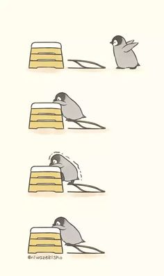 three birds are sitting on top of a piece of cake and one bird is eating it