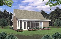 Rear Elevation 800 Square Foot House Plans, 800 Sq Ft House Plans, House Plans With Loft, Upper Window, 800 Sq Ft House, Guest House Plans, Rear Elevation