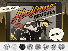 an image of a computer screen with the words'for procreate halftone brushes '