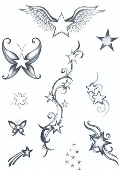 tattoos with stars and swirls on them