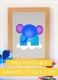 an elephant printable with the text free printables for kids to use in their crafts