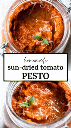 two jars filled with sun dried tomato pesto