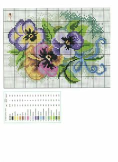 a cross stitch pattern with flowers on it