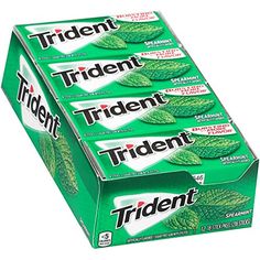 three boxes of tridentt mint chewing gum