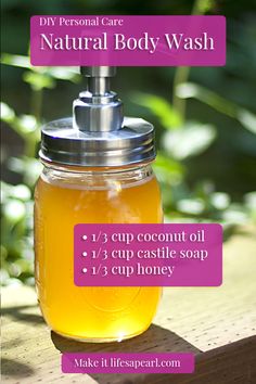 Diy Honey Body Wash, Olive Oil Body Wash, Diy Body Wash Bar, Diy Shower Oil Body Wash, Diy Body Wash For Sensitive Skin, Castile Soap Body Wash Recipes, Homemade Body Wash Recipe Natural, Diy Natural Body Wash, Diy Personal Care Products