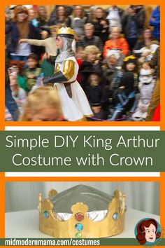 an image of a king costume with crown on it and people in the background watching