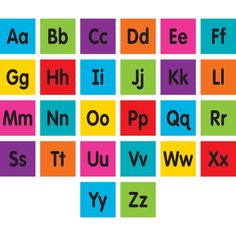 the letters and numbers are arranged in different colors