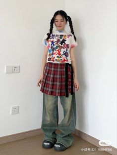 Blockette Core Outfits, Skirt Over Pants, Kilt Outfits, Harajuku Streetwear, Just Style, New Energy