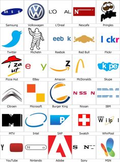 many different types of logos are shown in this image, and there is no image to describe